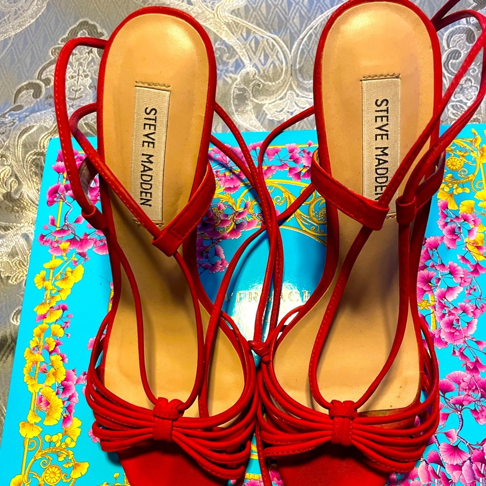 Red high heel sandals
